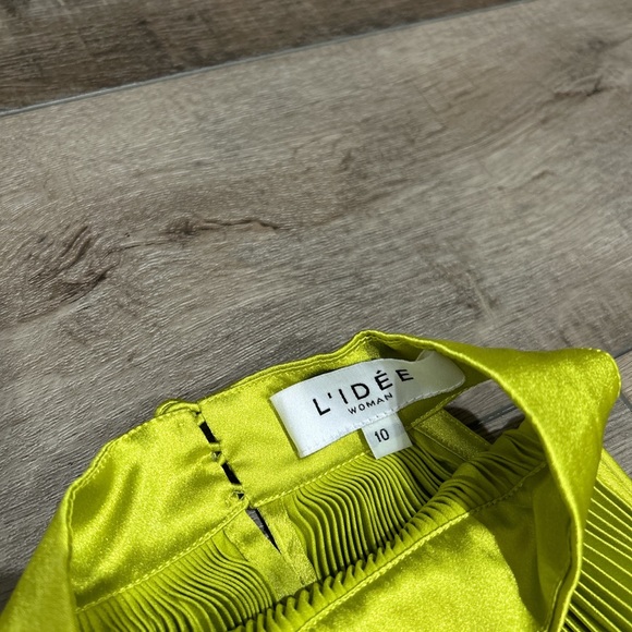 L’idee amour pleated halter mini dress in lime green - Picture 4 of 6